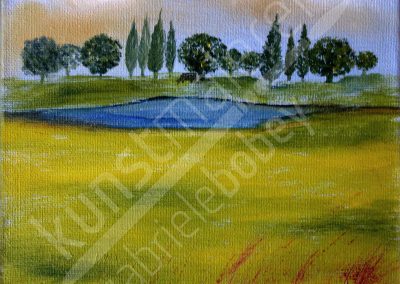 Acrylbild mit Wiese und See