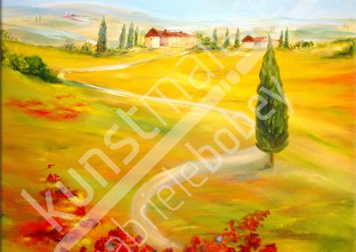 Kunstmalerei mit Ölfarben und provencialischer Landschaft
