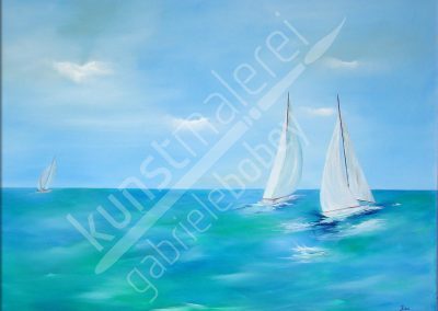 Ölmalerei mit Segelbooten im Wind