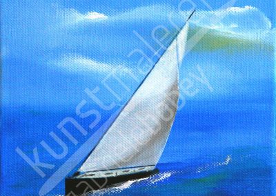 Acrylmalerei maritim mit Segelboot in voller Fahrt als Acrylgemälde