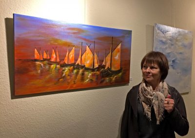 Ostsee-Bild mit Acrylmalerei abstrakt und Künstlerin Gabriele Bobey