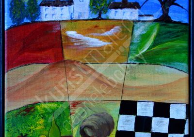 Verschiedene abstrakte Kacheln mit Landschaftselementen in Acryl