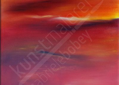 Malerei mit rotem Himmel in Ölfarben